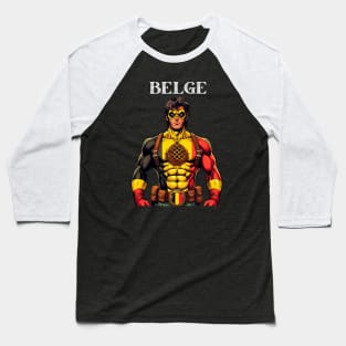 Belgian Superhero: 80's Male Gritty Comic Book Hero Baseball T-Shirt